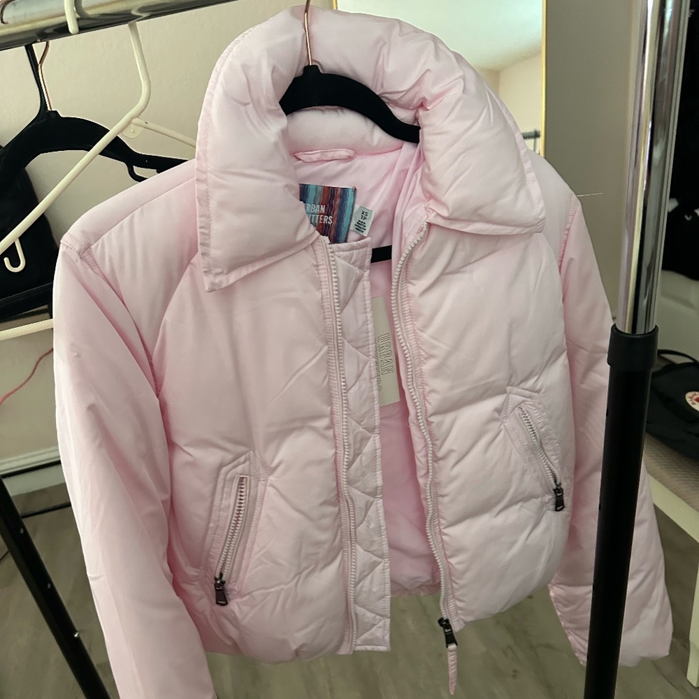 Cropped Pink Puffer Jacket